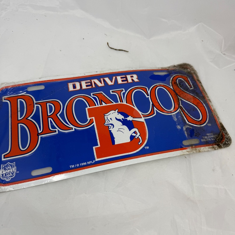 Vintage 1996 Denver Broncos NFL License Plate Tag Express Metal Vanity Sign